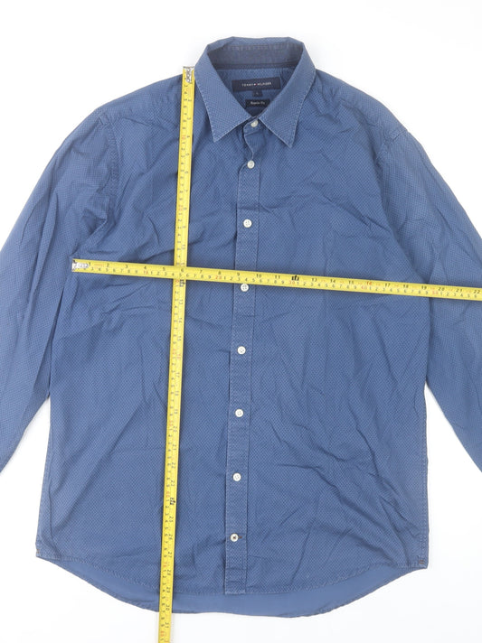 Tommy Hilfiger Men's Blue Regular Fit Cotton Formal Shirt L