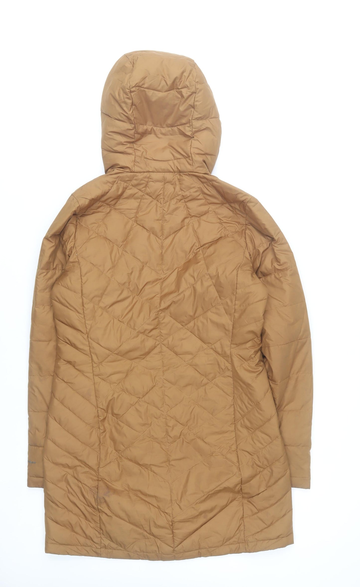 Columbia Womens Brown Long Puffer Coat Size S Quilted Hooded Winter Jacket