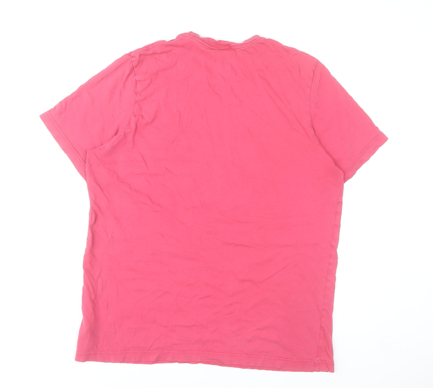 Adidas Mens Pink Crew Neck Short Sleeve Cotton T-Shirt L