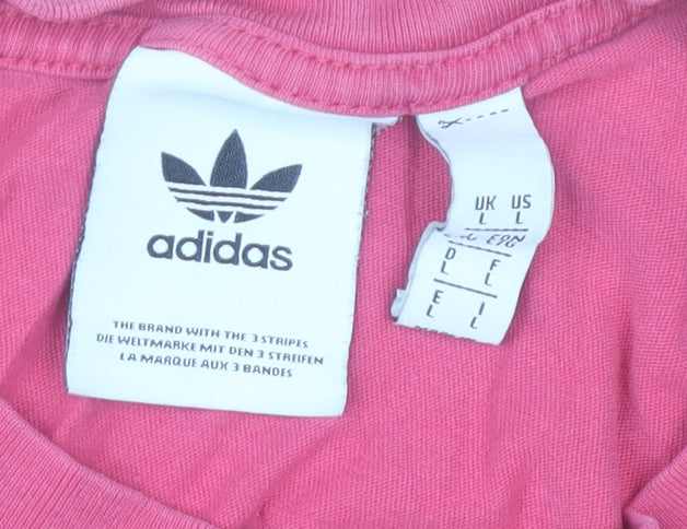 Adidas Mens Pink Crew Neck Short Sleeve Cotton T-Shirt L