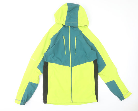 Regatta Boys Green & Yellow Hooded Waterproof Windbreaker Jacket 15-16 Years