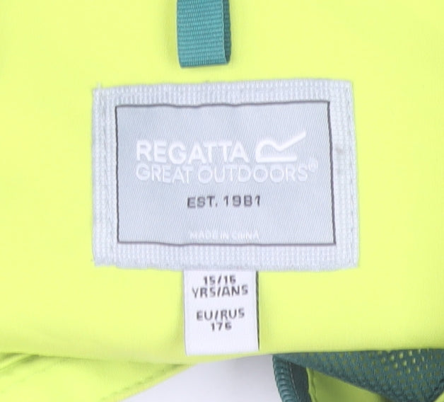 Regatta Boys Green & Yellow Hooded Waterproof Windbreaker Jacket 15-16 Years