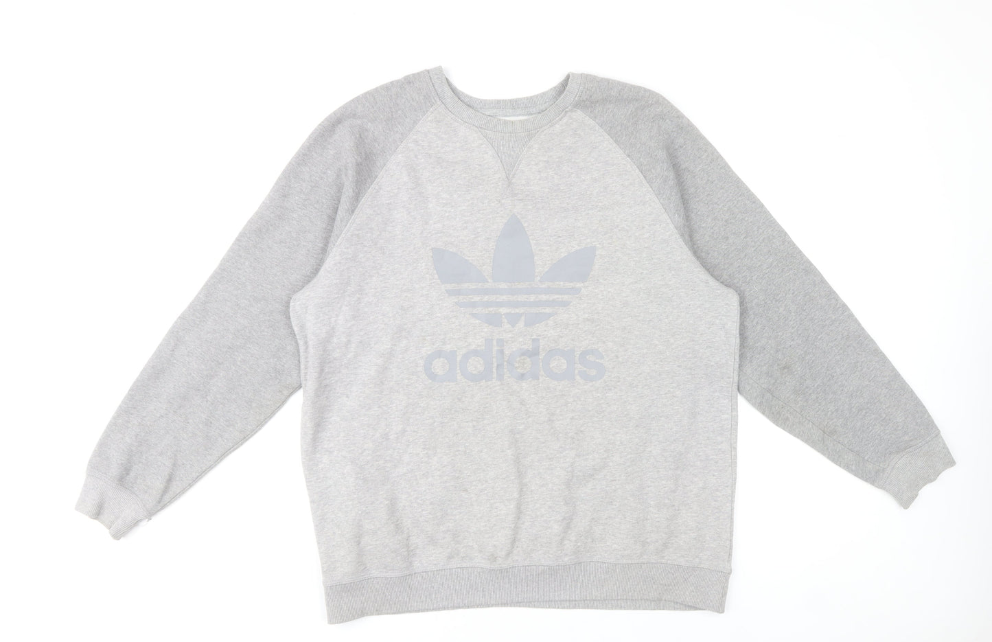 Adidas Men's Grey Trefoil Logo Pullover Sweatshirt Size L