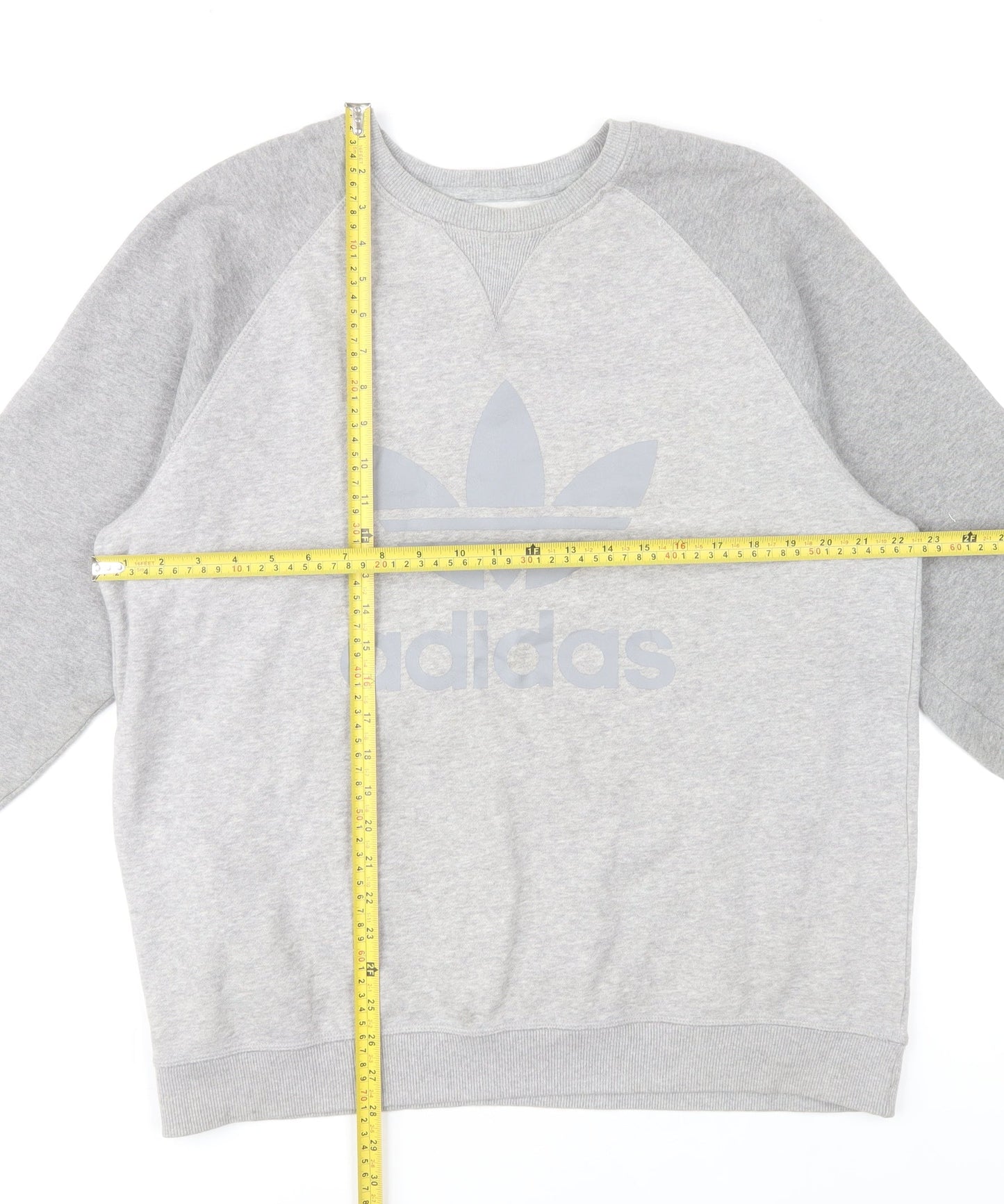 Adidas Men's Grey Trefoil Logo Pullover Sweatshirt Size L