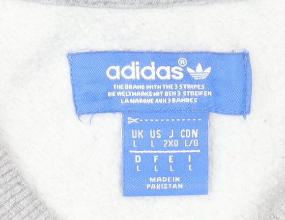 Adidas Men's Grey Trefoil Logo Pullover Sweatshirt Size L