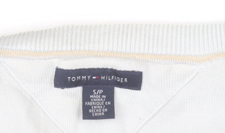 Tommy Hilfiger Womens White Cotton Knit V-Neck Cardigan Size S