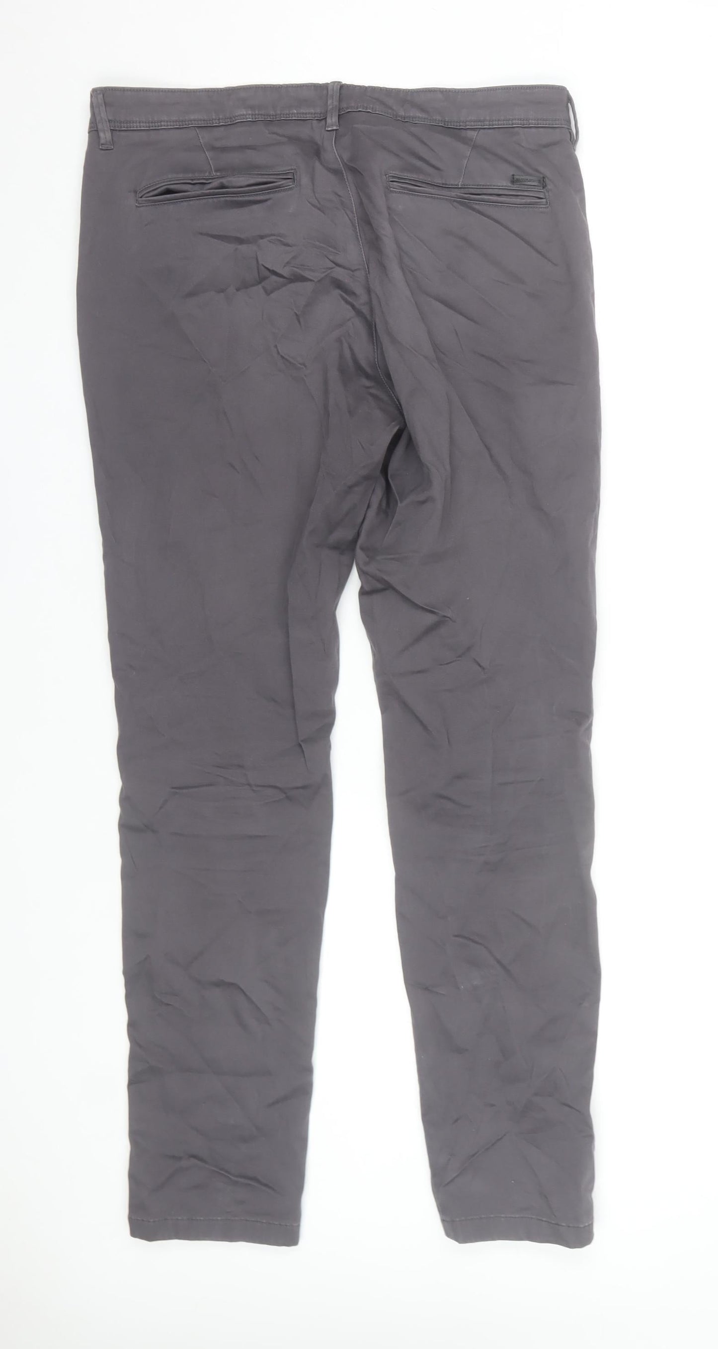 Jack & Jones Men's Grey Slim Fit Chino Trousers Size 32x32