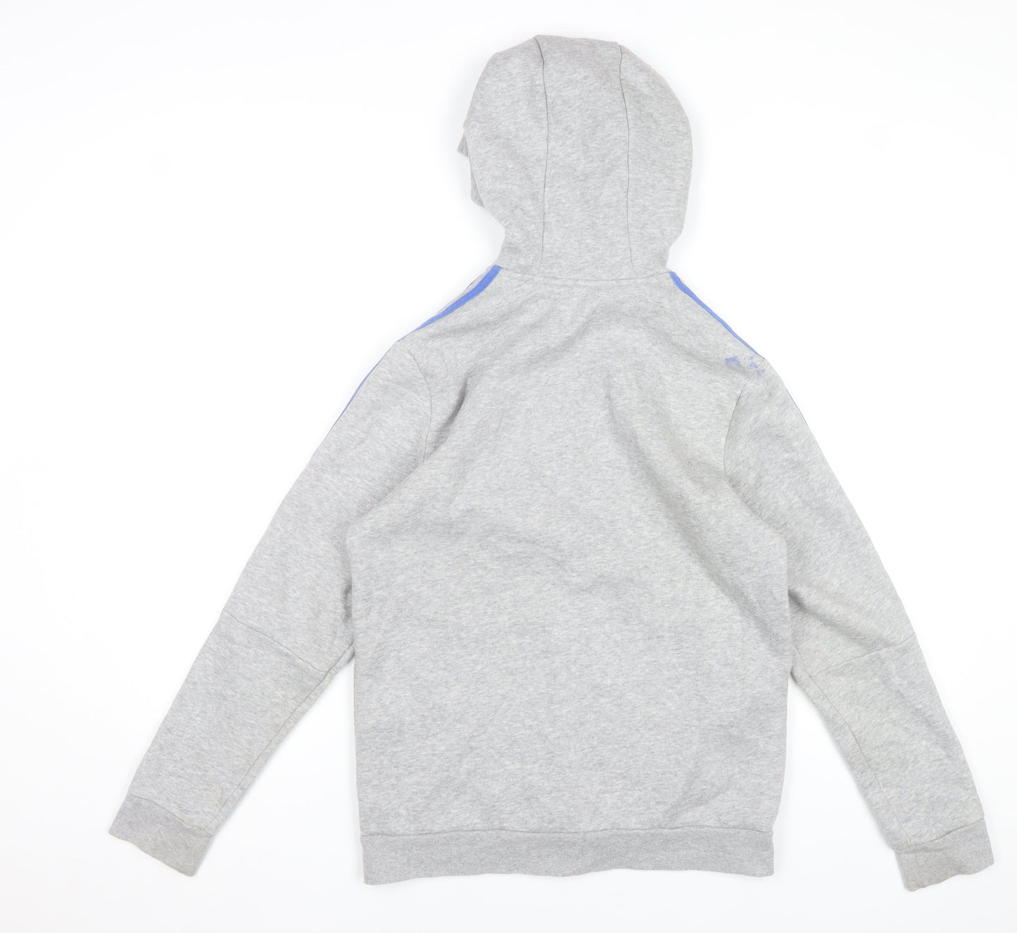 Adidas Boys Grey Full Zip Hoodie 13-14 Years Lined Cotton Blend