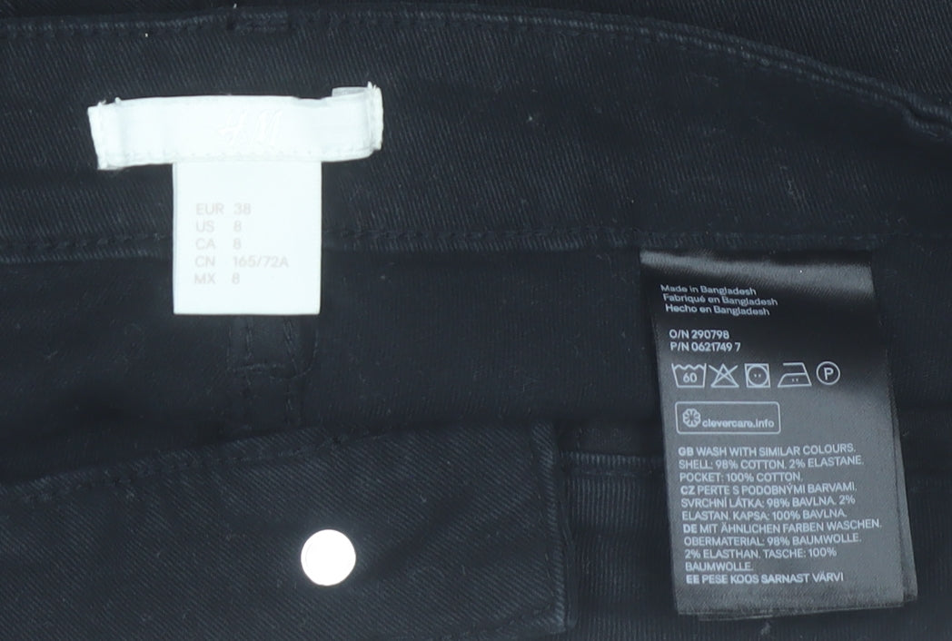 H&M Women Black High Rise Cotton Stretch Hot Pants Shorts Size 10
