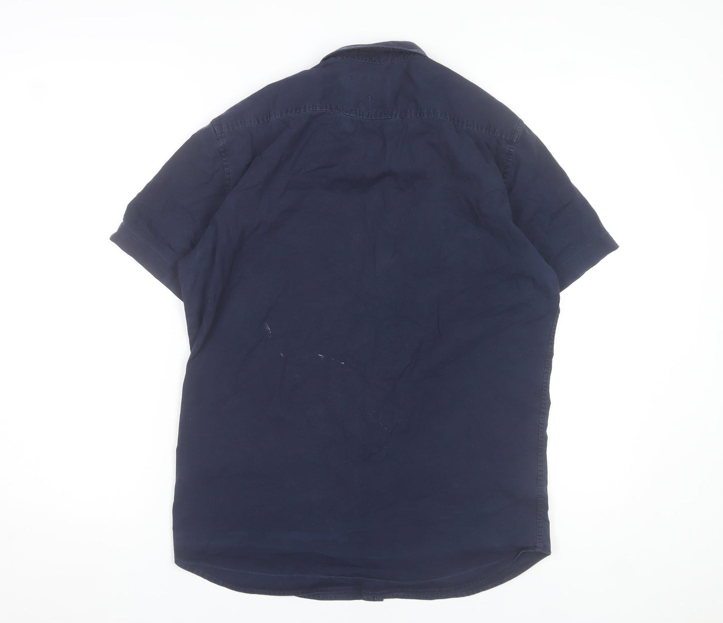 Diesel Men's Blue Regular Fit Short Sleeve Button-Up Shirt Size M