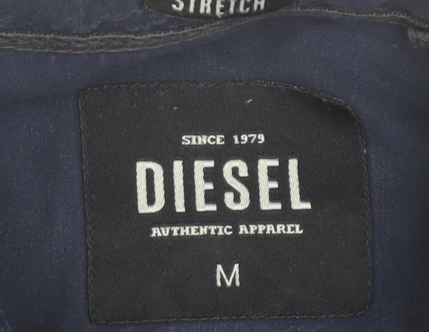 Diesel Men's Blue Regular Fit Short Sleeve Button-Up Shirt Size M