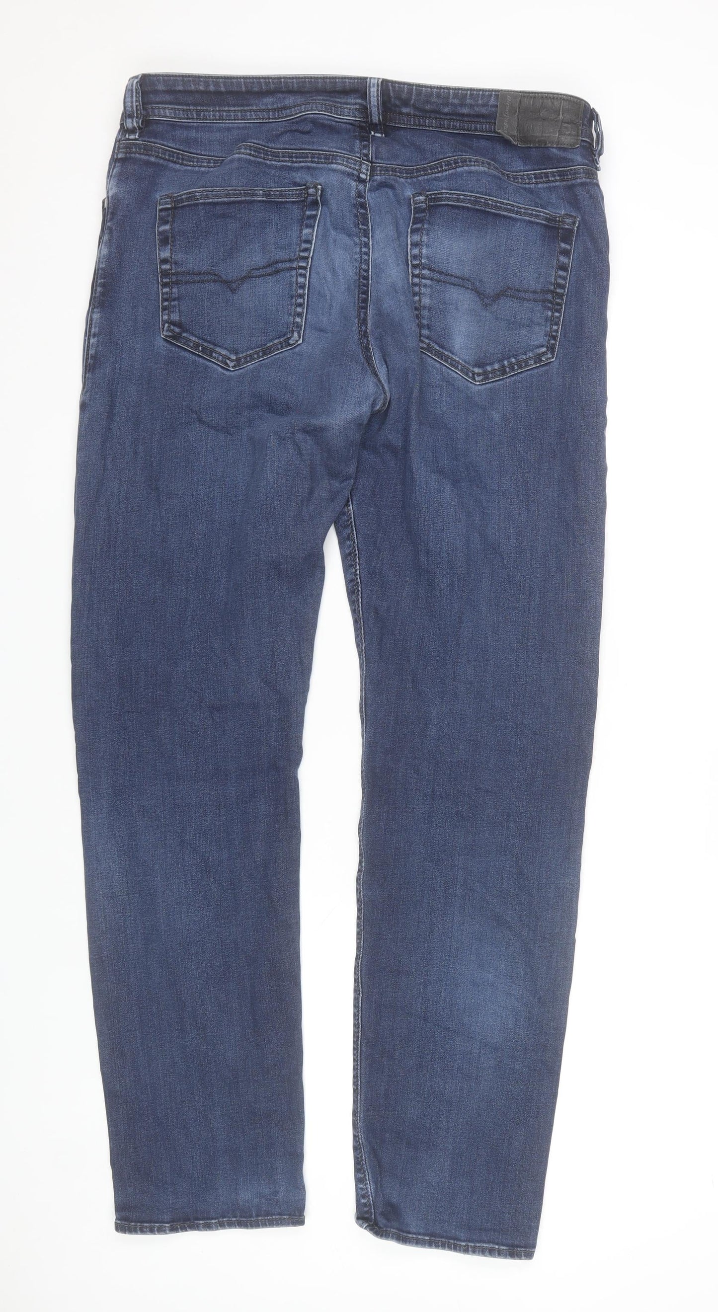 Diesel Men's Blue Straight Fit Stretch Denim Jeans Size 36