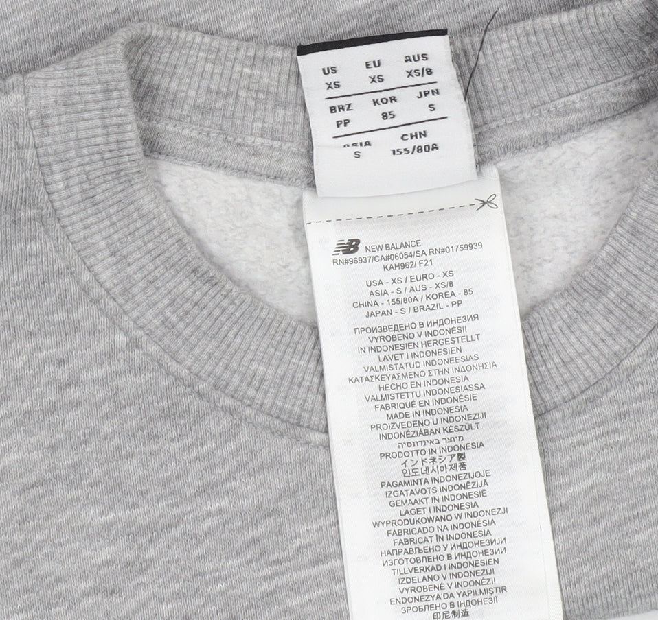 New Balance Womens Grey XS Crew Neck Pullover Sweatshirt