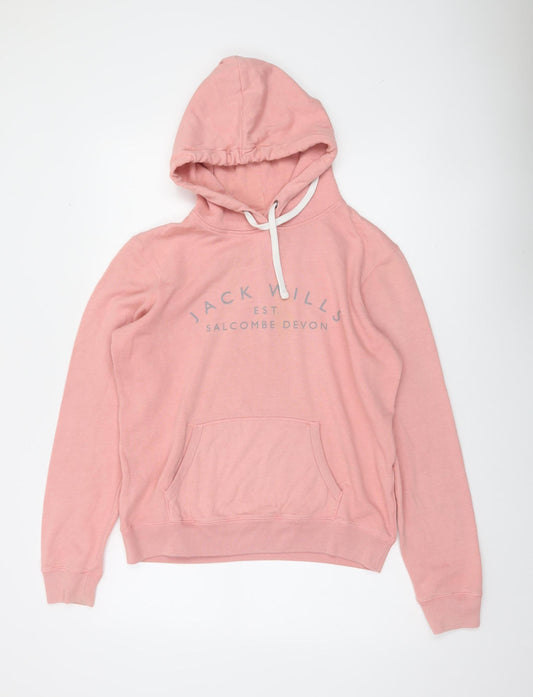 Jack Wills Womens Pink Hooded Pullover Sweatshirt UK 12 Hoodie