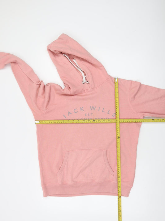 Jack Wills Womens Pink Hooded Pullover Sweatshirt UK 12 Hoodie