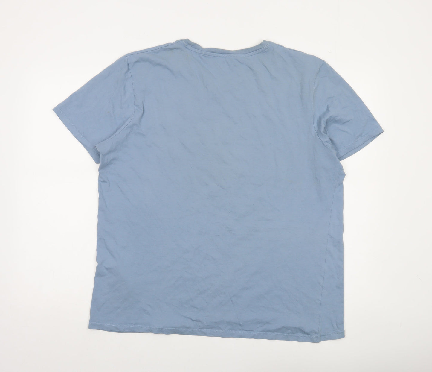 Jack & Jones Men's Blue 2XL Graphic Crew Neck Cotton T-Shirt