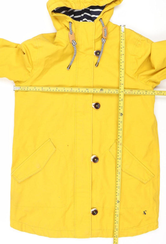 Joules Womens Yellow Waterproof Rain Coat Jacket Size 10 Hooded