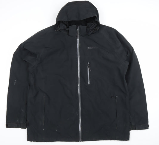 Mountain Warehouse Men's Black 2XL Waterproof Hooded Rain Coat Jacket