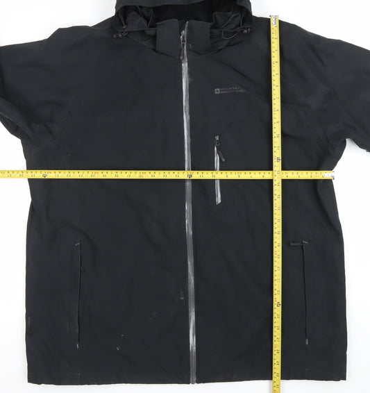 Mountain Warehouse Men's Black 2XL Waterproof Hooded Rain Coat Jacket