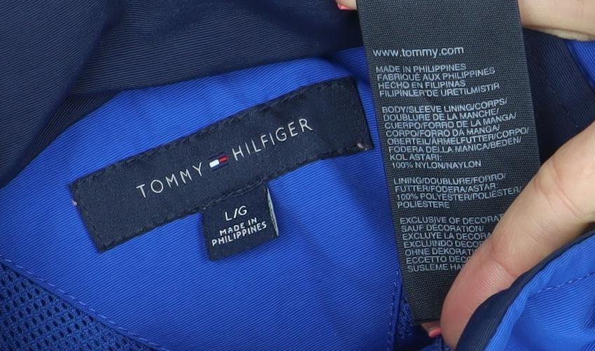 Tommy Hilfiger Men's Blue Bomber Jacket L Regular Fit Polyester