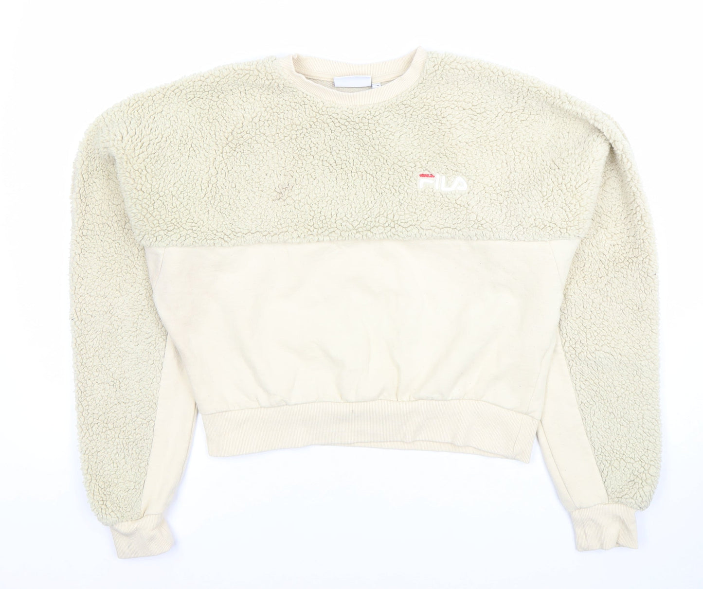 FILA Womens Beige XS Pullover Sherpa Fleece Sweatshirt