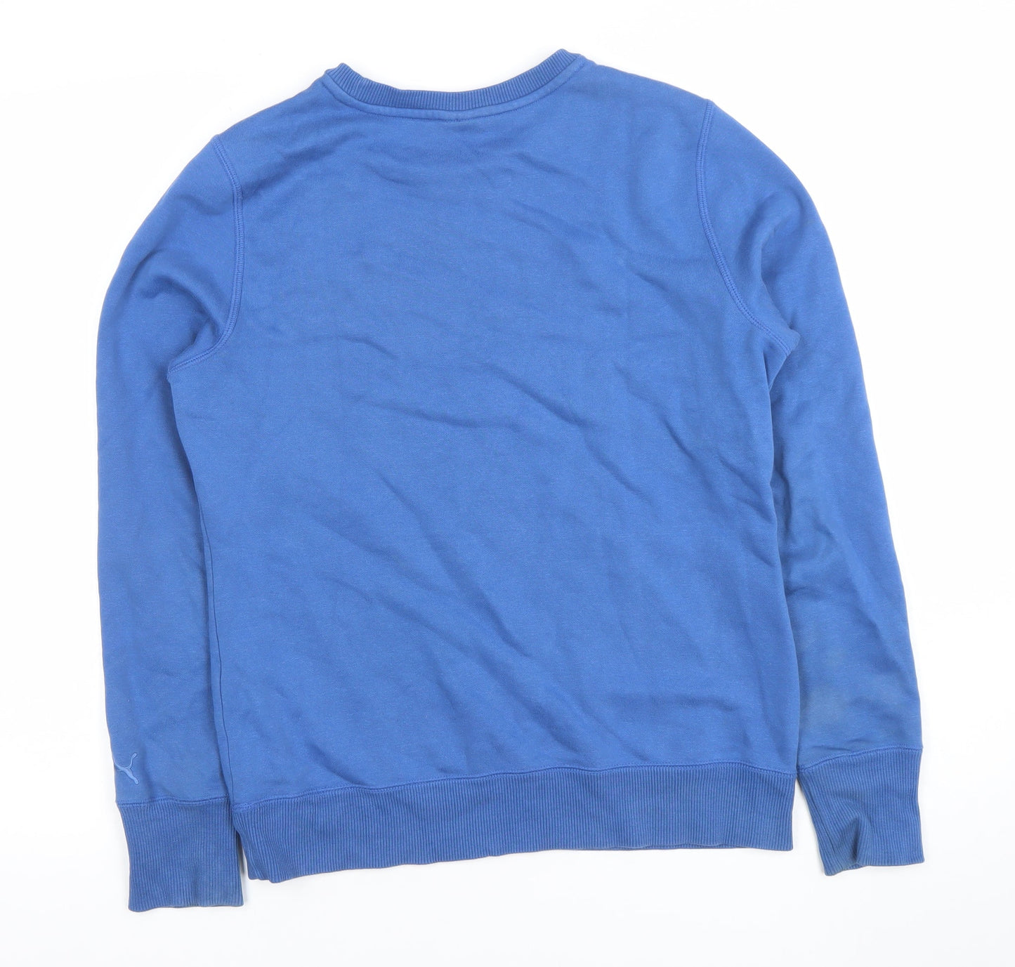 Puma Womens Blue Cotton Blend Crew Neck Pullover Sweatshirt Size 12