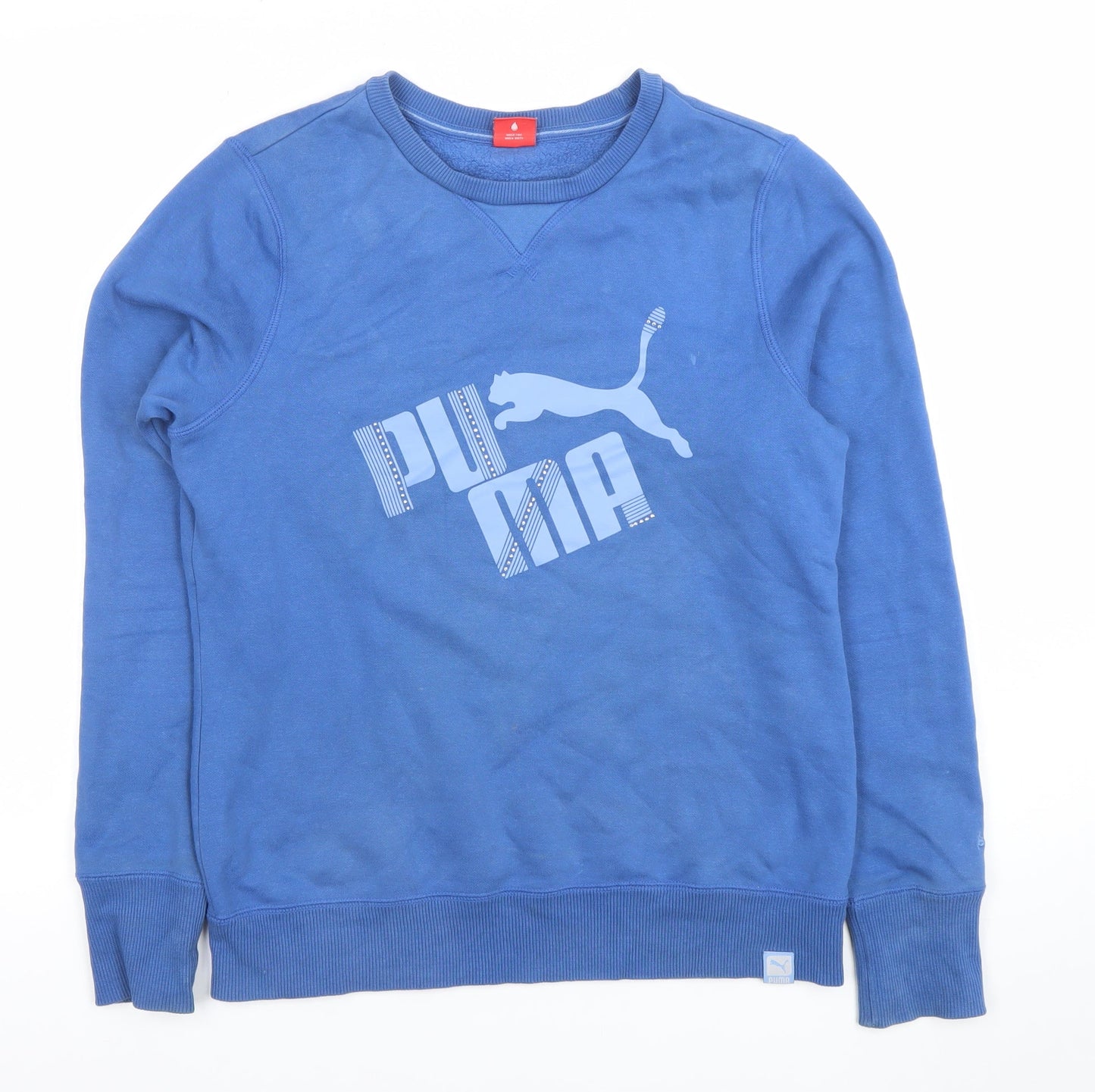 Puma Womens Blue Cotton Blend Crew Neck Pullover Sweatshirt Size 12