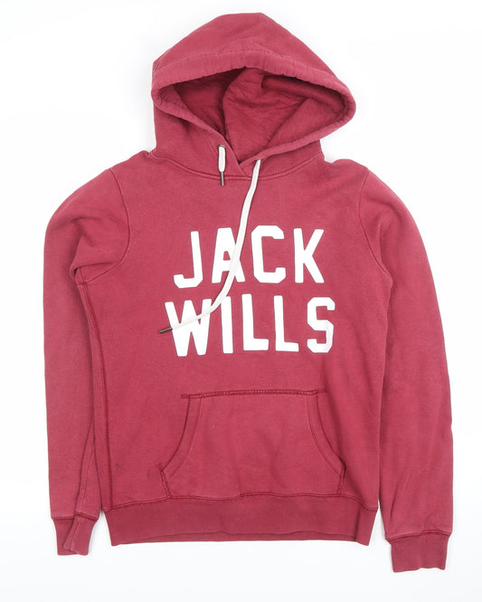 Jack Wills Womens Red Pullover Hoodie Size M Cotton Blend Casual