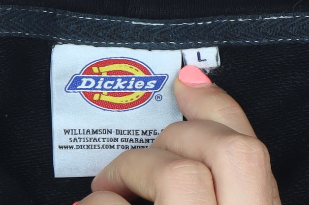 Dickies Men's Black Pullover Hoodie L Logo Sweatshirt