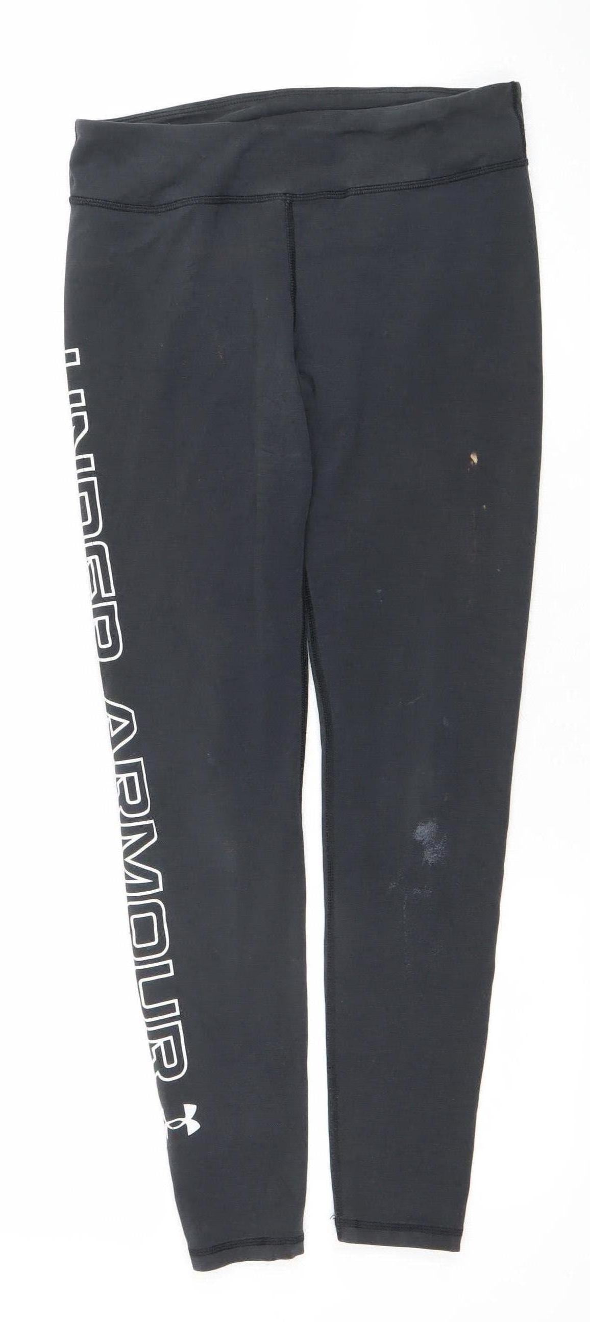 Under Armour Women Black Medium Fitted Leggings Gym Training Stretch