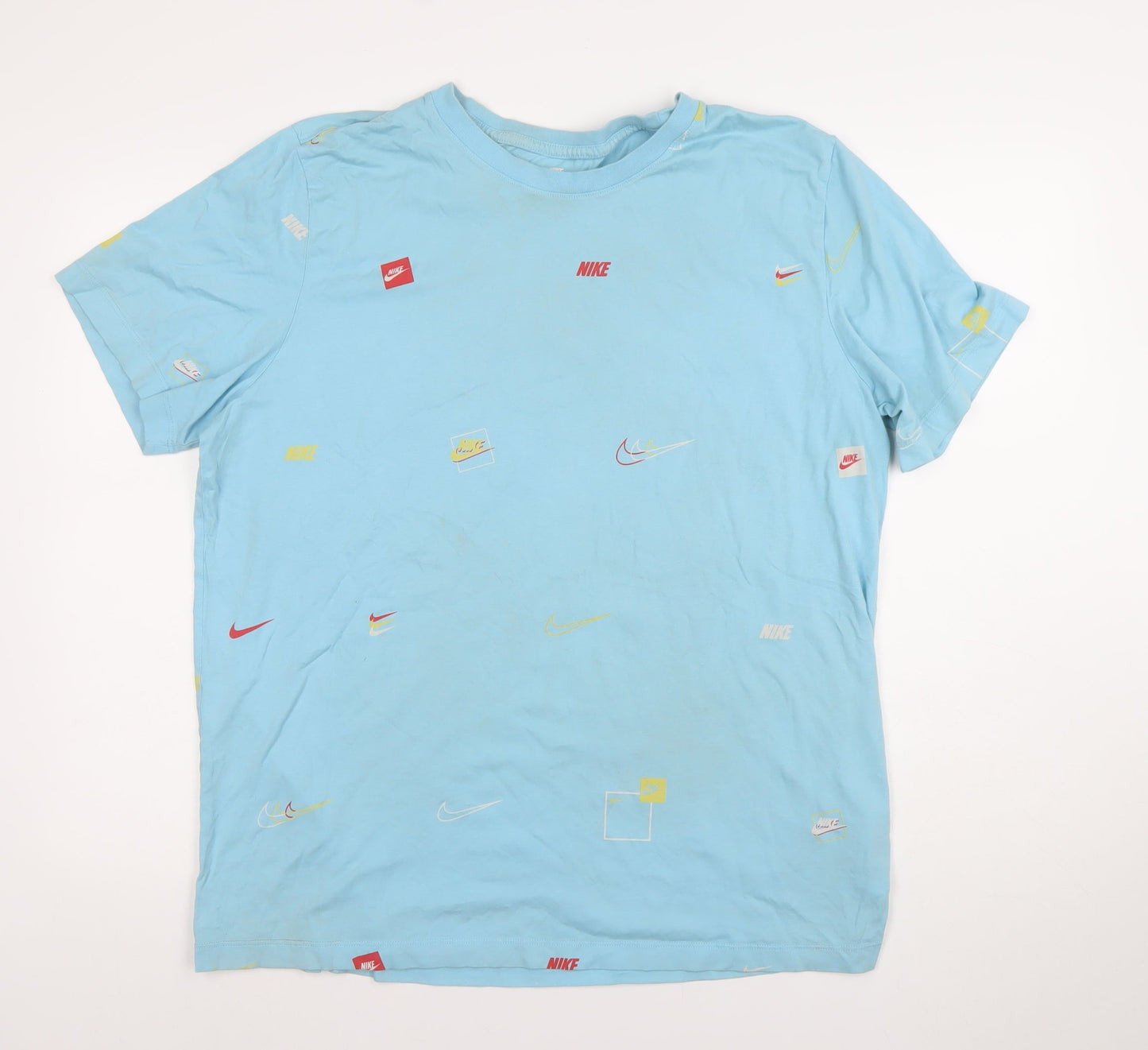 Nike Men's Blue Graphic Print Crew Neck Short Sleeve T-Shirt XL