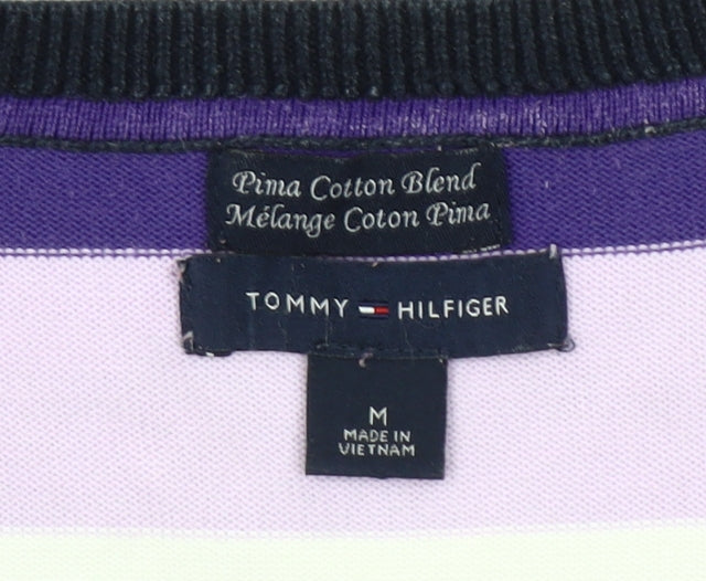 Tommy Hilfiger Womens Multicoloured V-Neck Cotton Blend Jumper Size M