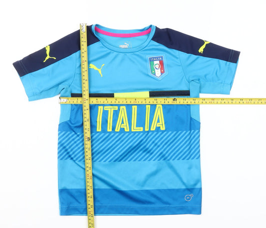Puma Boys Blue Italia Football Jersey T-Shirt 9-10 Years Breathable Sportswear