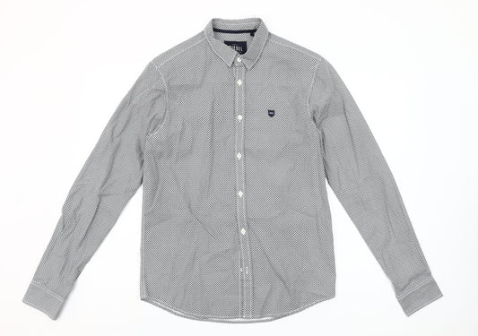 Diesel Men's Black Geometric Long Sleeve Slim Fit Button-Up Shirt M