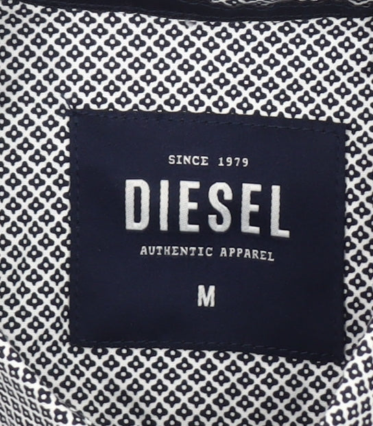Diesel Men's Black Geometric Long Sleeve Slim Fit Button-Up Shirt M