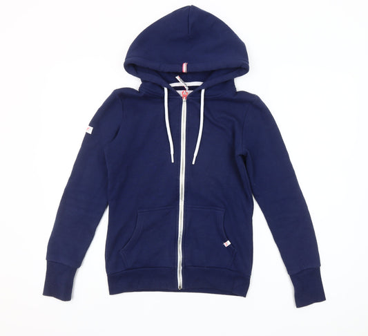Superdry Women's Navy Full Zip Hoodie UK 8 - Athletic Fit
