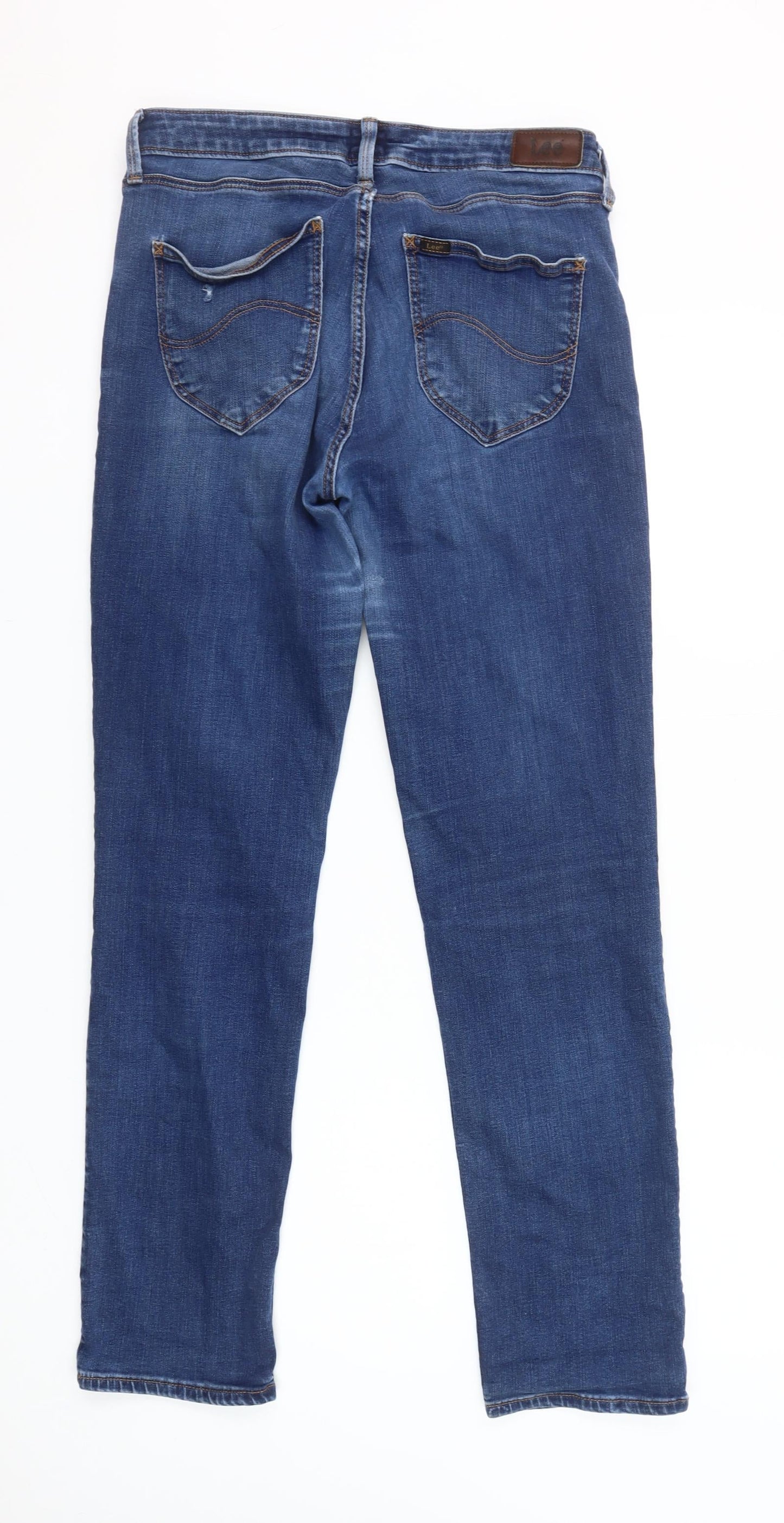 Lee Women Blue Marion Straight Leg Mid Rise Stretch Jeans Size 14