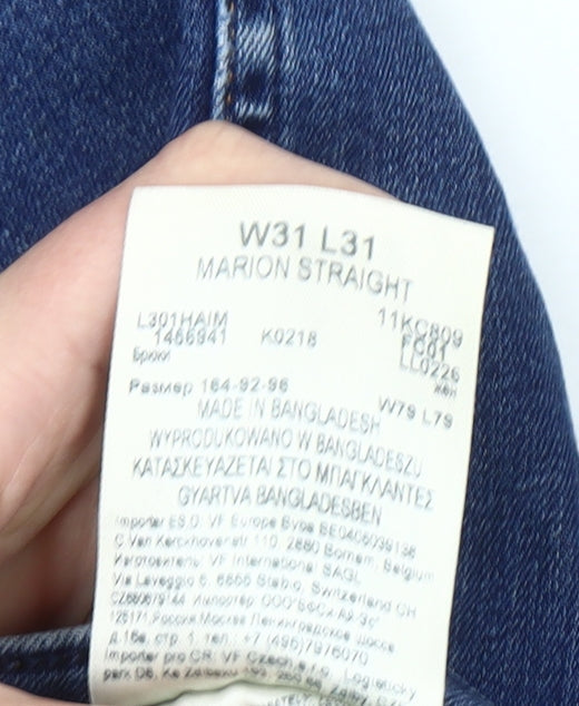 Lee Women Blue Marion Straight Leg Mid Rise Stretch Jeans Size 14