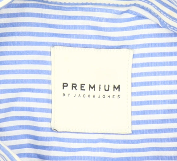 Jack & Jones Premium Men's Blue Striped Button-Up Shirt L