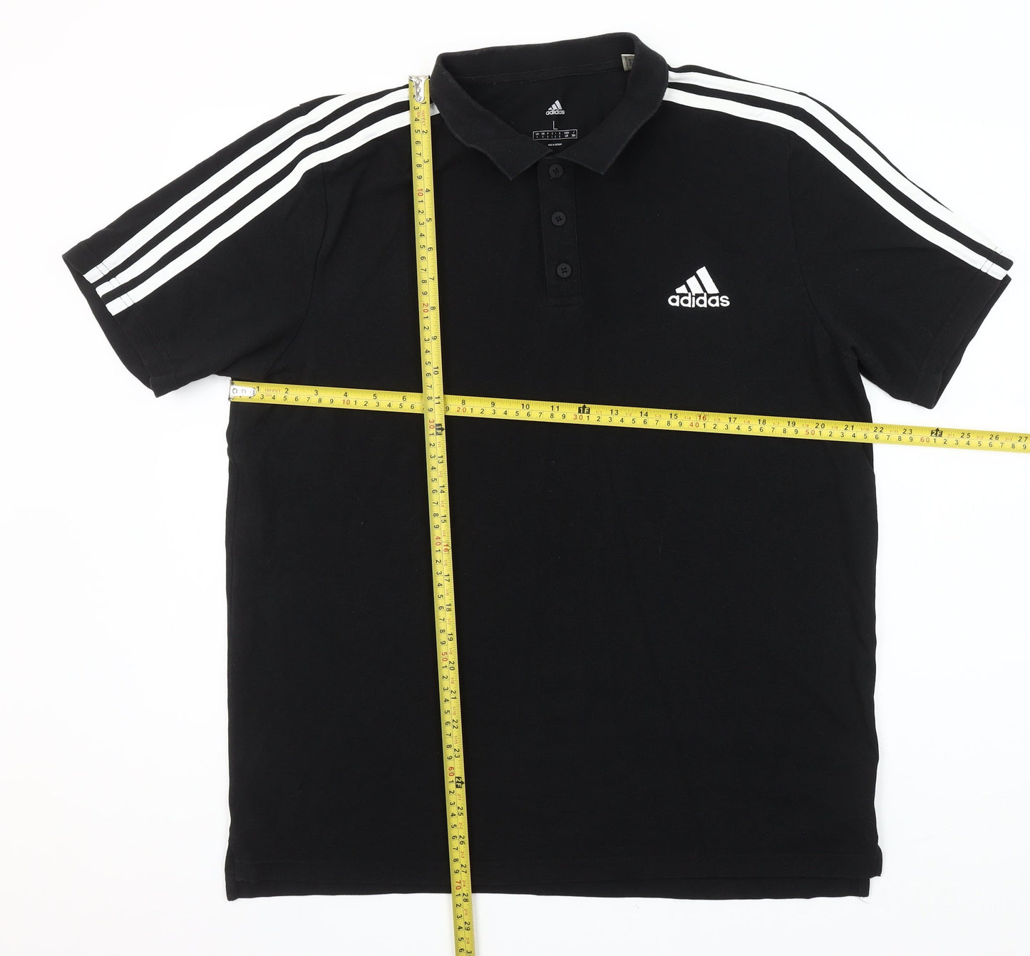 Adidas Men’s Black Polo Shirt Size L Short Sleeve Sports Cotton Blend