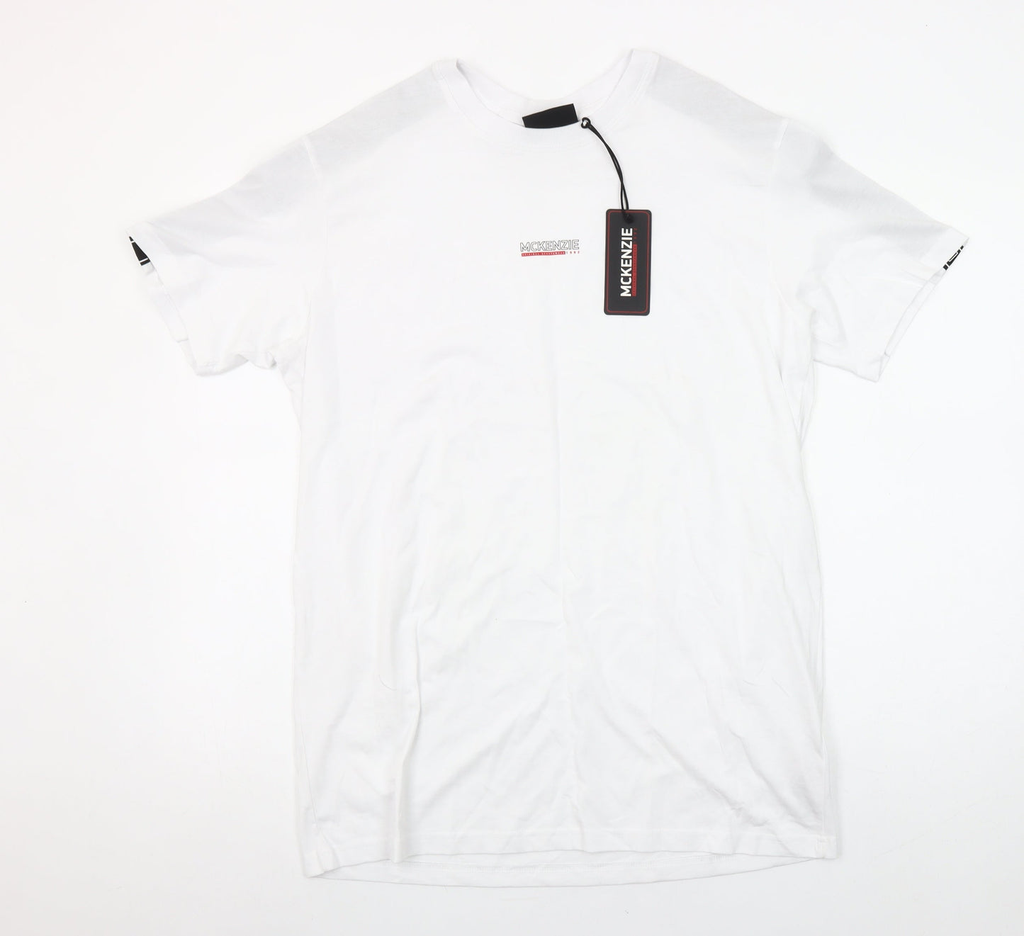 McKenzie Men's White Regular Fit Short Sleeve Crew Neck Cotton T-Shirt M