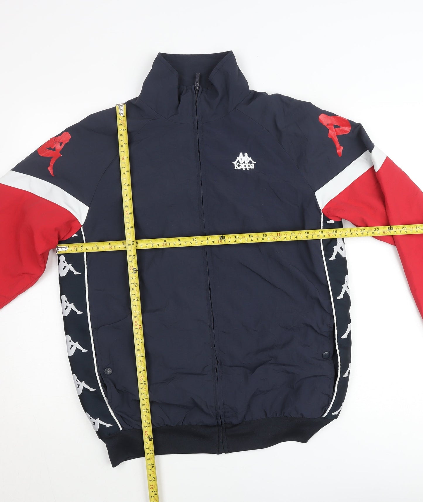 Kappa Mens Blue Red Full Zip Retro Bomber Jacket Size M