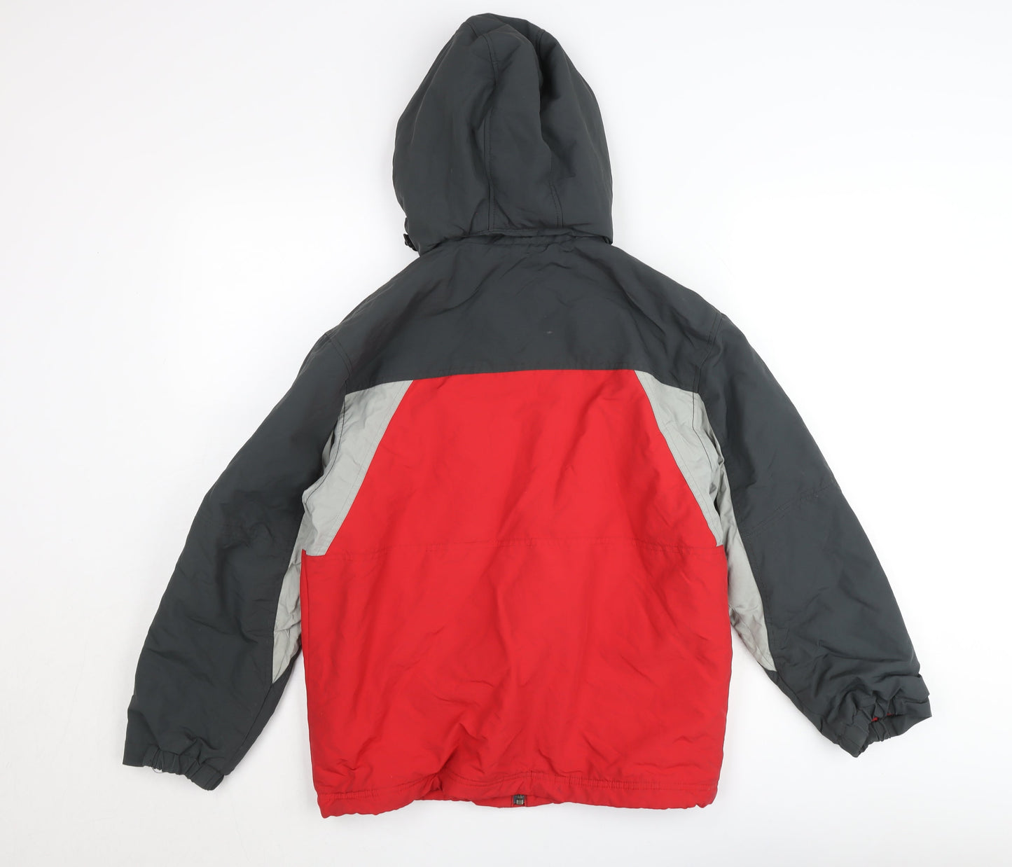 Quiksilver Mens Red Grey Hooded Parka Jacket Size L Winter Coat