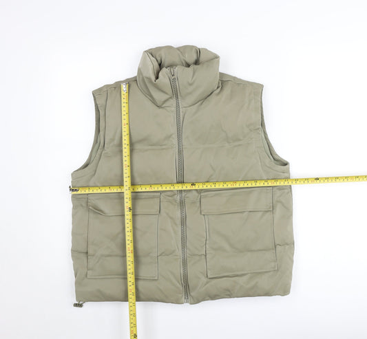 Topshop Women’s Beige Puffer Waistcoat UK 8 with Pockets