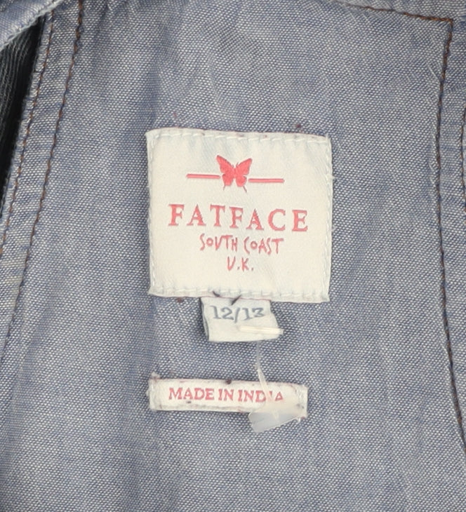 FatFace Women Blue Denim Dungaree Jumpsuit Size 12 Relaxed Fit