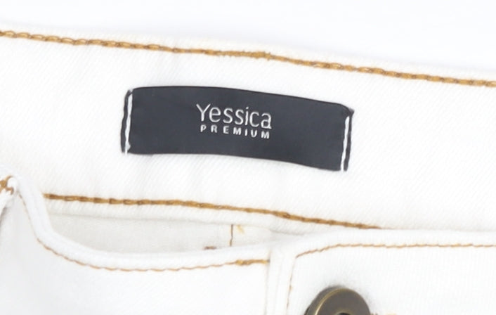 Additional view of Yessica Premium Women’s White High Rise Straight Jeans, size UK 12