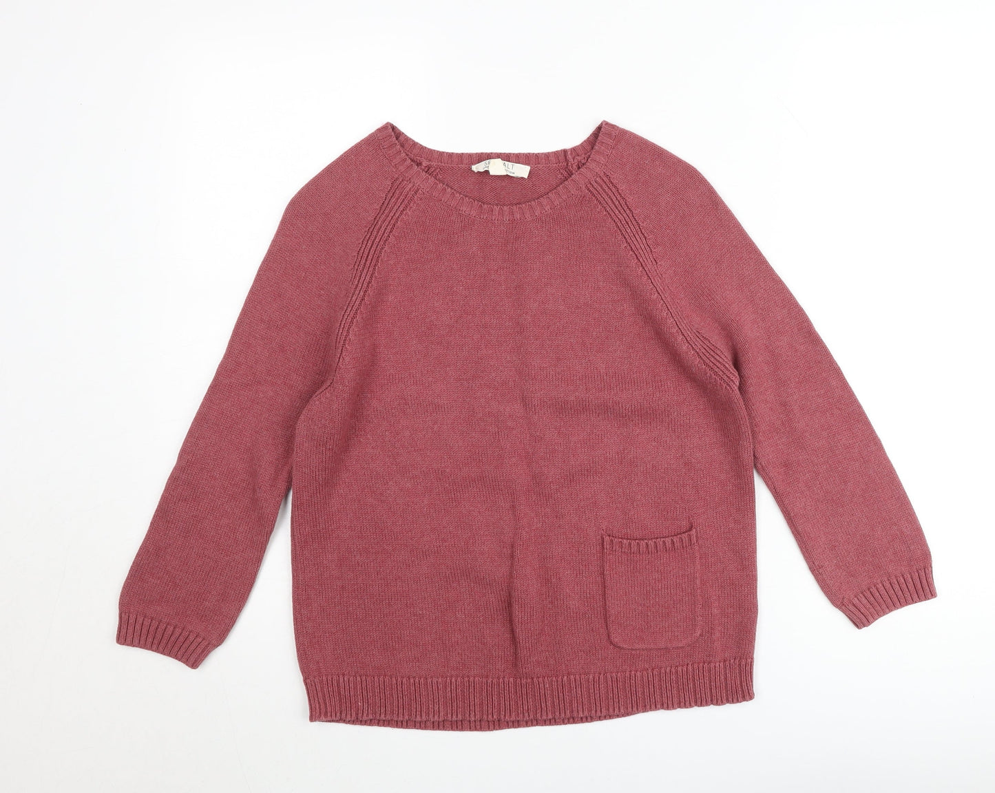 Seasalt Women Pink Organic Cotton Crew Neck Jumper UK 10