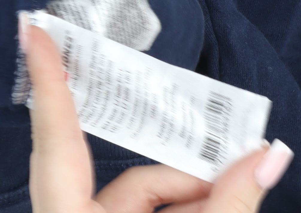 Jack & Jones Mens Blue Pullover Hoodie L Graphic Fleece Sweatshirt