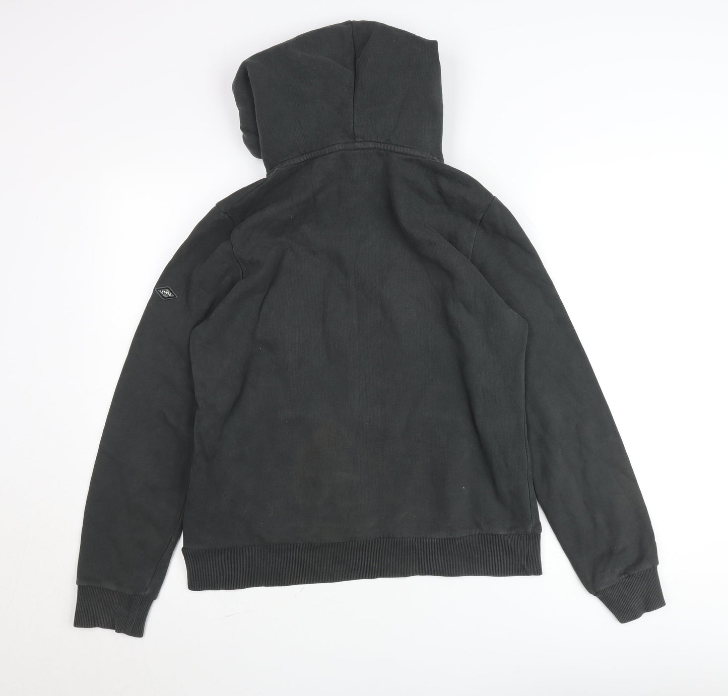 Superdry Men’s Black Pullover Hoodie M Graphic Logo Fleece