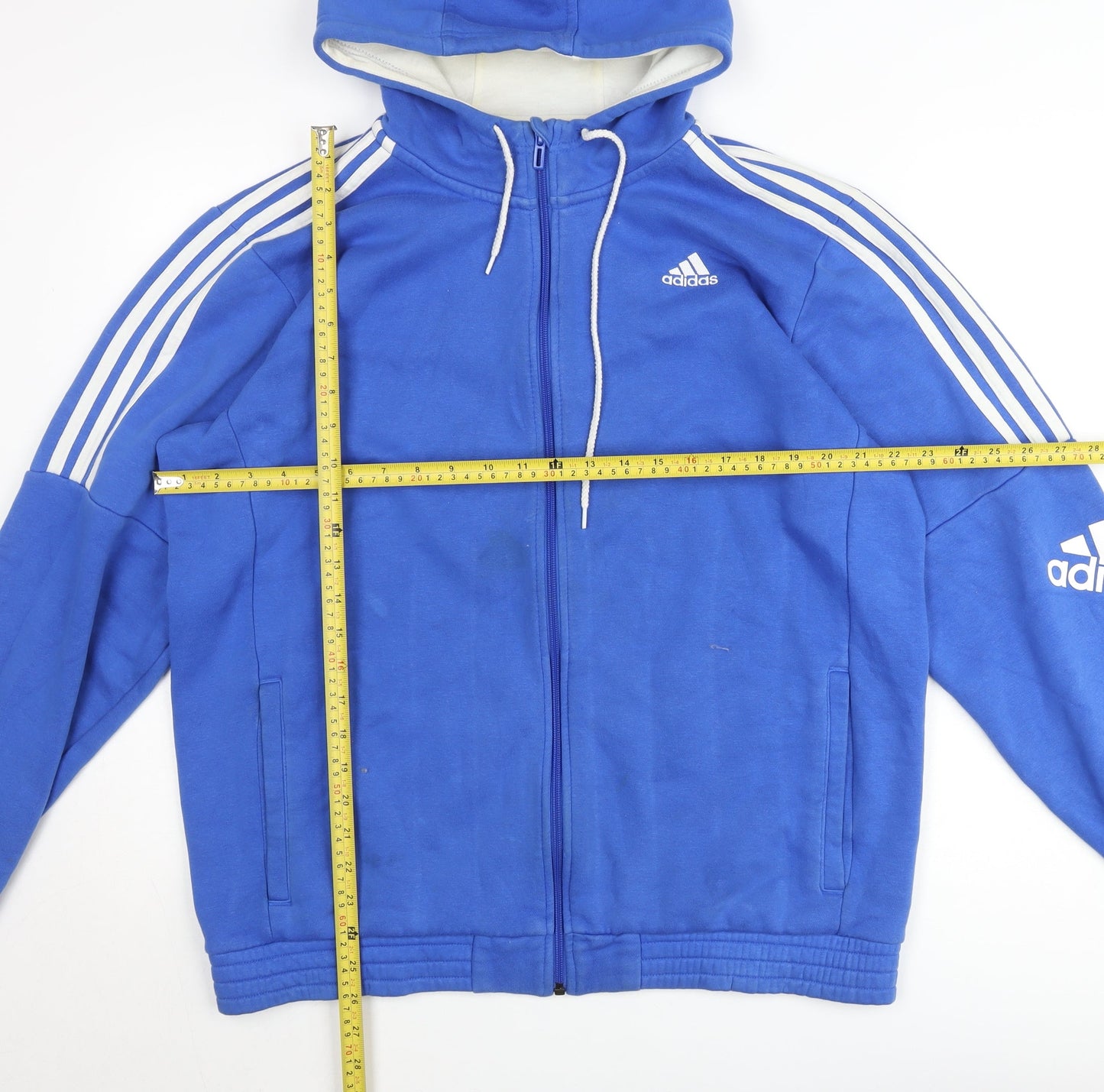 Adidas Men's Blue Full Zip Hooded Basic Jacket Size L